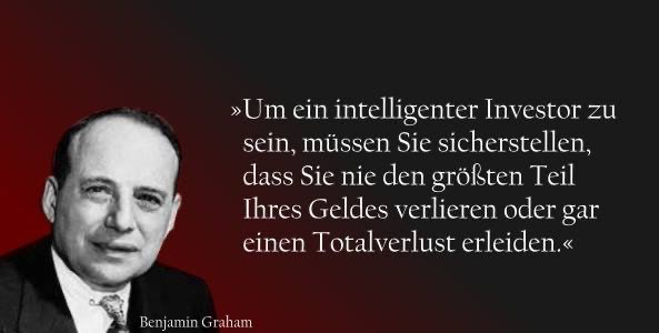 Zitat von Benjamin Graham;
Um ein intelligenter Investor zu sein, müssen Sie sicherstellen, dass Sie nie den größten Teil Ihres Geldes verlieren oder gar einen Totalverlust erleiden.